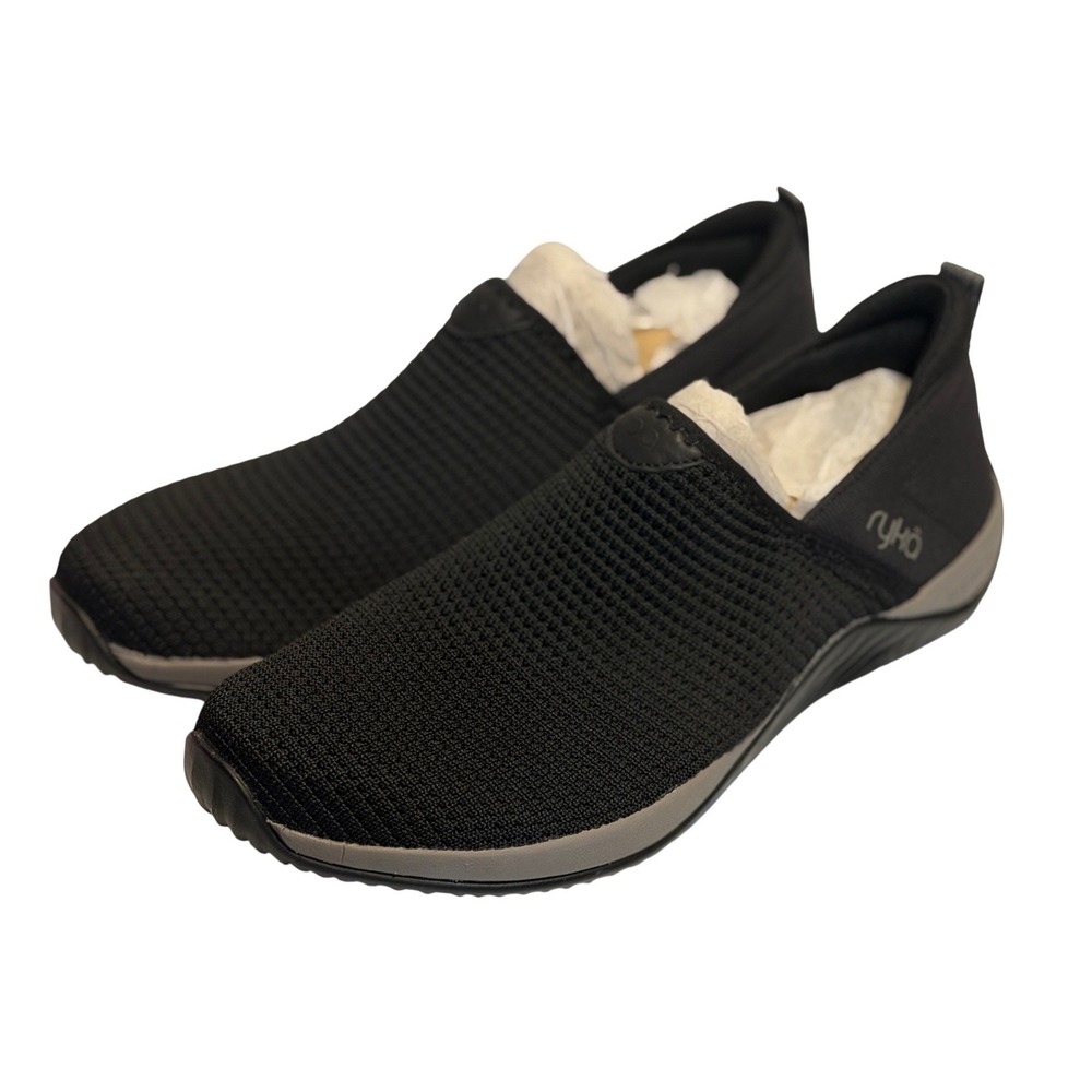 Ryka Trail Slip-Ons Echo Unwind Academy Black Knit Walking Sneakers Women 8.5